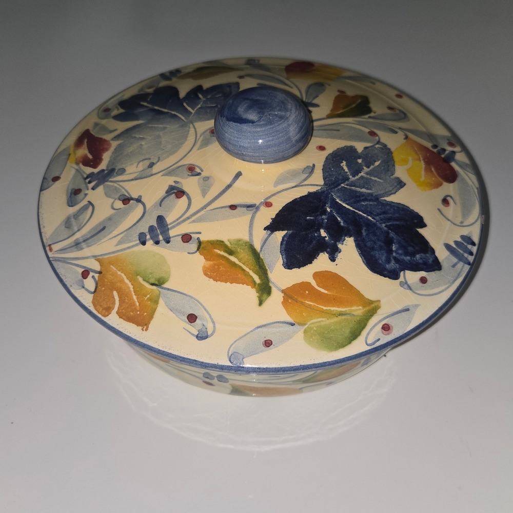 Vintage Ceramiche Alfa Italy Hand Painted Lidded Casserole Serving Dish 8in
